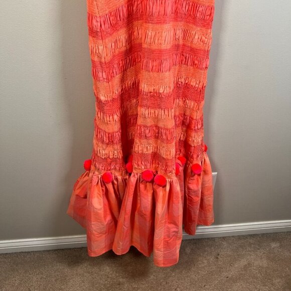 Sundress Piper Maxi Dress Size Medium Large Neon Coral Gingham Vacation Resort - Picture 10 of 11
